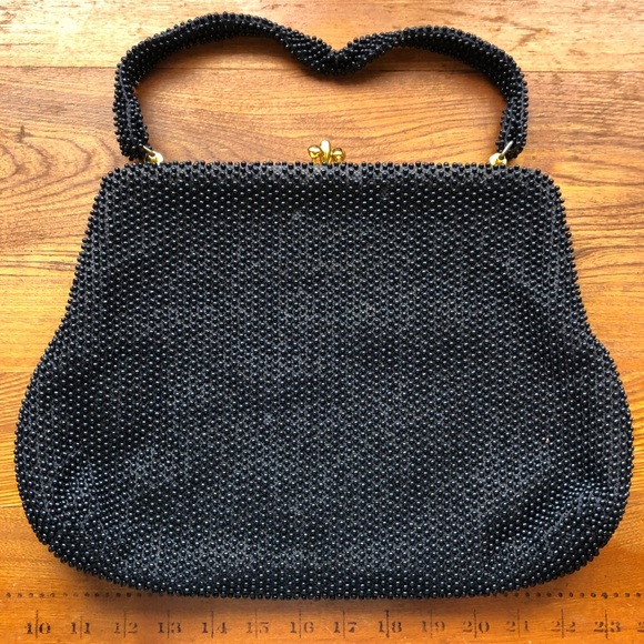 Vintage Bags Vintage Corde Bead Navy Kiss Lock Handbag Poshmark